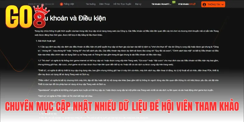 Chuyên mục cập nhật nhiều dữ liệu để hội viên tham khảo